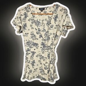 MODCLOTH SIZE XS - Blue/Yellow/White Wrap Top